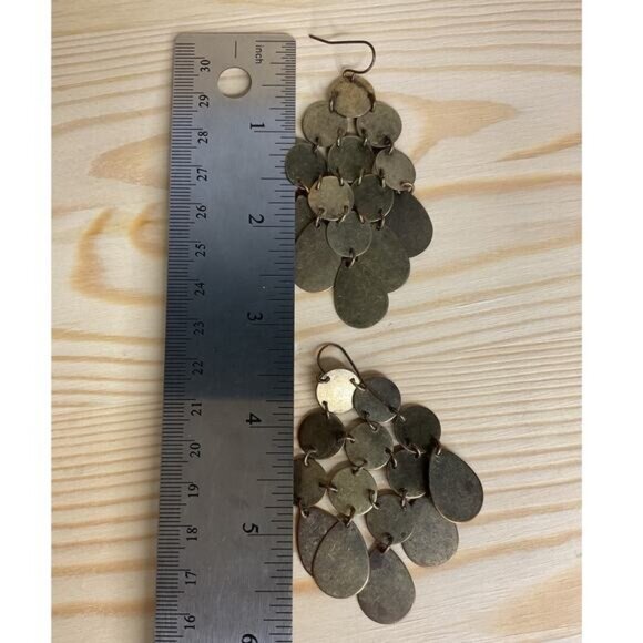 Chandler Dangle Teardrop Metal Earrings Pierced - Picture 3 of 3